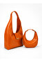 Women's Double Set Zippered Orange Hand and Shoulder Bag - 2