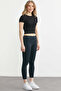 Soft Textured High Waist Shaping / Sculpting Leggings - Navy Blue - 2