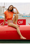 Women's Orange Striped Tie-Up Bikini Bottom