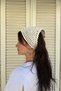 Cream Colored Mesh Model Bandana, Handmade Knitted Bandana - 4