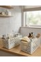 4 Pieces Wooden Color Plastic Handle Organizer Basket Organizer (Black) - 4