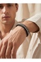 Double Chain Steel and Leather Detailed Men's Masculine Premium Bracelet 01838