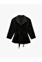Shepherd's Stitch Detailed Belted Pocketed Long Sleeve Cashmere Coat - 3