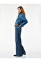 Regular Waist Spanish Flare Denim Trousers with Belted Pockets - Flare Jeans - 2