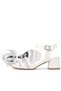 Mother of Pearl Patent Leather Jewelled Thick Girl's Evening Dress Heeled Shoes - 8