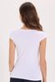 Women's Slim Fit Cotton Lycra Crew Neck Ay Kol White T-Shirt - 7
