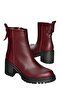 R654006503 Burgundy Genuine Leather Thick Heeled Women's Boots - 5