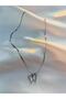Sparkling Stone Butterfly Silver Color Steel Necklace - 2