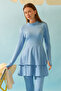Layered Skirt Swimsuit Set Baby Blue - 2