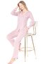 Long-Sleeved Button-Down Pajama Set Comfortable Knitted Fabric Home Wear 89-122