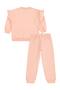 Girl's Ruffled Sleeve Tracksuit Set |   2 Thread Long Arm |   School Nursery and Daily Use - Powder - 3