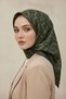 100% Twill Silk Geometric Patterned Khaki - Black Colored 90X90 Scarf Sewing Shape: Hand Sewing - 3