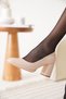 Pensy Premium Beige Patent Leather Women's Heeled Shoes - 3