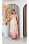 Women's Shoulder Tie Thick Belted Lined Floral Maxi Long Linen Dress - 4