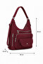 Burgundy Flap Pocket 6-Compartment Backpack and Shoulder Bag – Lined Interior Multi-Compartment Casual Women's Bag - 4