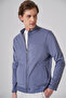معطف رجالي من جلد الغزال ذو وجهين باللون الأزرق من Blue Trend Spring - 2