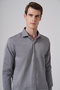 Men's Gray Polyester Trend Slim Fit Full Italian Collar Shirt - 2