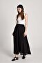 Women's Black Voile Fabric Crinkle Long Lined Skirt 29062 - 3