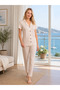 Women's Summer Point Patterned Viscose Buttoned Pajama Set |   Stylish and Elegant Model 780-113 - 2