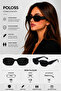 Black Retro Rectangular Model Diamond Cut Shank Sunglasses - 5