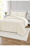 Destina Double Bedspread Set 220X240Cm - Padded Quilted Flannel Fabric - Ecru with 2 Pillowcases - 4
