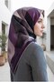 100% Twill Silk Geometric Patterned Gray - Dusty Rose Colored 90X90 Scarf Sewing Shape: Hand Sewing - 3
