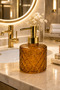 Bal Crystal Glass Liquid Soap Dispenser - Honey•• Countertop Sink Dish Gold Detailed Modern Luxury Bathroom Accessory Decorative Liquid Soap Dispenser Soap Dispenser for Bathroom & Kitchen Countertop - 2