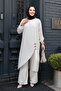 Asymmetrical Detailed Ecru Hijab Double Set 7656E - 2