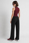 2116 Women's High Waist Wide Leg Modal Textured Trousers Black - 3