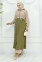 Waist Lace-Up Ribbed Suit Khaki 19237 - 3