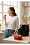 قالب سيليكون للكعك مكون من 7 أقسام من Airfryer، قالب كب كيك للفرن مقاس 20 × 5 سم، أحمر - 3