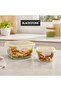 Square Glass Food Storage Container, 2 Piece Set with Locking Lids, 380ml/ 1.22L, Airtight Food Container Set