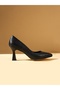 Black Wrinkled Heeled Women's Shoes - 4