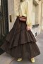 Gathered Layered Bitter Brown Voile Skirt