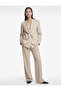 Slit Detailed Crepe Fabric Wide Leg Trousers