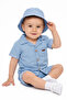 Baby Boy Hat, Blue Buttoned Pocket Shorts and Jeans 2-Piece Set