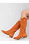 Ptn Eliz Cowhide Suede Summer Long Women's Cowboy Boots Orange - 5