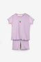 Lilac Strawberry Embroidered Camisole Shorts Girl's Double Set - Alina - 2