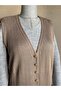 Mercerized Modern Hair Knit Single Knit Long Mother Vest / Milky Coffee - 4