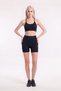 Women's Black Color Cross Back Detailed Adjustable Strap Supported Seamless Bustier and Sports Shorts Set - 2
