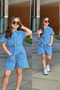 My Little Girl's Heart Pocket Denim Shorts Girls' Overalls - Denim Blue