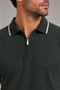 Khaki 100% Cotton Piped Half Zip Polo Neck Knitwear T-Shirt - 3