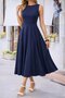 Women's Off-The-Shoulder Boat Neck Kiloş Midi Viscose Dress - 3