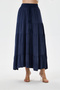 Navy Blue Italian Elastic Waist Long Viscose Skirt Size 38 - 42 - 4