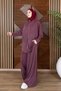 Women's Modal Pique Fabric Hooded Kangaroo Pocket Hijab Set 3213 Claret Red - Special Series - 4