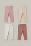 Girls' Baby Tights - Set of 4 Plain Basic Lycra Seasonal Long Tights Pink Beige White Fuchsia - 3