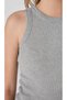 Gray Zargo Model Fitted/Fitted Wide Bias Halter Neck Ribbed Flexible Knitted Crop Blouse - 3