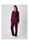 Women's Half Zipper Detailed Long Sleeve Premium Modal Top and Bottom Tracksuit Set - Burgundy - 2