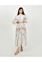 Cream Lavinya Floral Patterned Belted Long Sleeve Dress Tns-9001 - 4