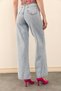 Elena 90's Light Snow Wash Blue Lycra Super High Waist Loose Jeans Palazzo Trousers - 3